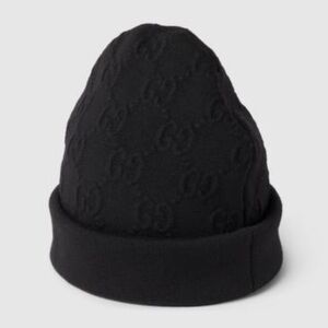BNIB Authentic Gucci GG Wool Blend Sparkled Jacquard Hat Beanie M Black